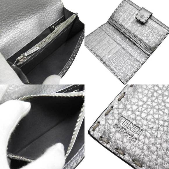 Fendi Leather Bifold Long Wallet Selleria Silver - Picture 6 of 6